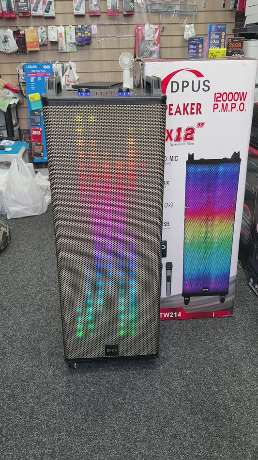 DPUS TW214 Wireless Bluetooth Karaoke Speaker with LED Display Powerful Extra Bass & Longer Battery Life 12000W P.M.P.O